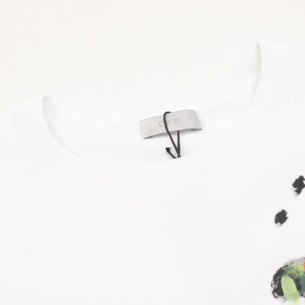 Dior/Dior 24Fw painted splashed ink letter printed round neck hoodie - Image 4